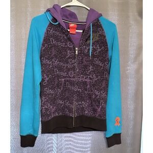 Nike Stay Strong Dance On Hoodie Womens Small Full Zip Purple Teal Raglan Jacket